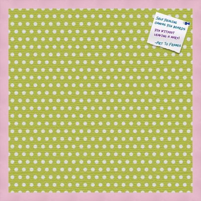 PinPix Decorative pin Cork Bulletin Board Made from Canvas, Dot Pattern Printed at 24x24 Inches and Framed in Baby Pink Stain on Beech (PinPix-339)