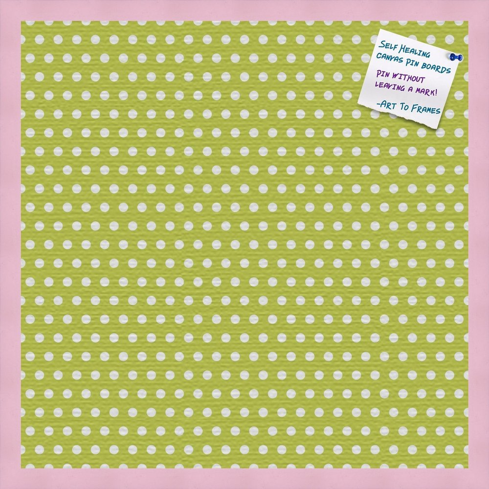 PinPix Decorative pin Cork Bulletin Board Made from Canvas, Dot Pattern Printed at 24x24 Inches and Framed in Baby Pink Stain on Beech (PinPix-339)