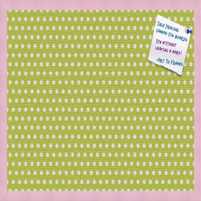 PinPix Decorative pin Cork Bulletin Board Made from Canvas, Dot Pattern Printed at 30x20 Inches and Framed in Baby Pink Stain on Beech (PinPix-339)