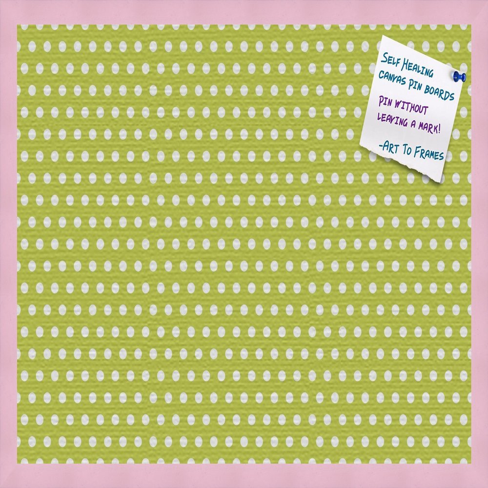 PinPix Decorative pin Cork Bulletin Board Made from Canvas, Dot Pattern Printed at 30x20 Inches and Framed in Baby Pink Stain on Beech (PinPix-339)