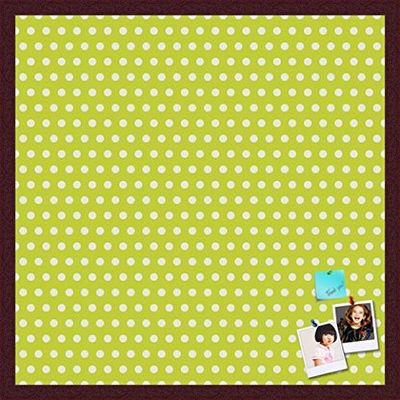 PinPix Decorative pin Cork Bulletin Board Made from self-Healing Canvas, Dot Pattern Printed at 24x24 Inches and Framed in Classic Mahogany Frame(WOM59504)