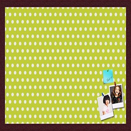 PinPix Decorative pin Cork Bulletin Board Made from self-Healing Canvas, Dot Pattern Printed at 24x16 Inches and Framed in Classic Mahogany Frame(WOM59504)