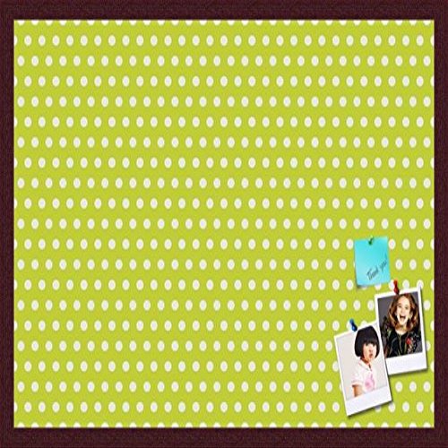 PinPix Decorative pin Cork Bulletin Board Made from self-Healing Canvas, Dot Pattern Printed at 30x20 Inches and Framed in Classic Mahogany Frame(WOM59504)