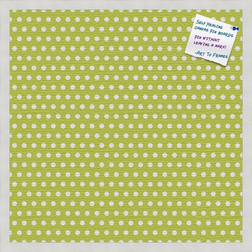 PinPix Decorative pin Cork Bulletin Board Made from self-Healing Canvas, Dot Pattern Printed at 24x24 Inches and Framed in Satin White Frame(WOM59504)