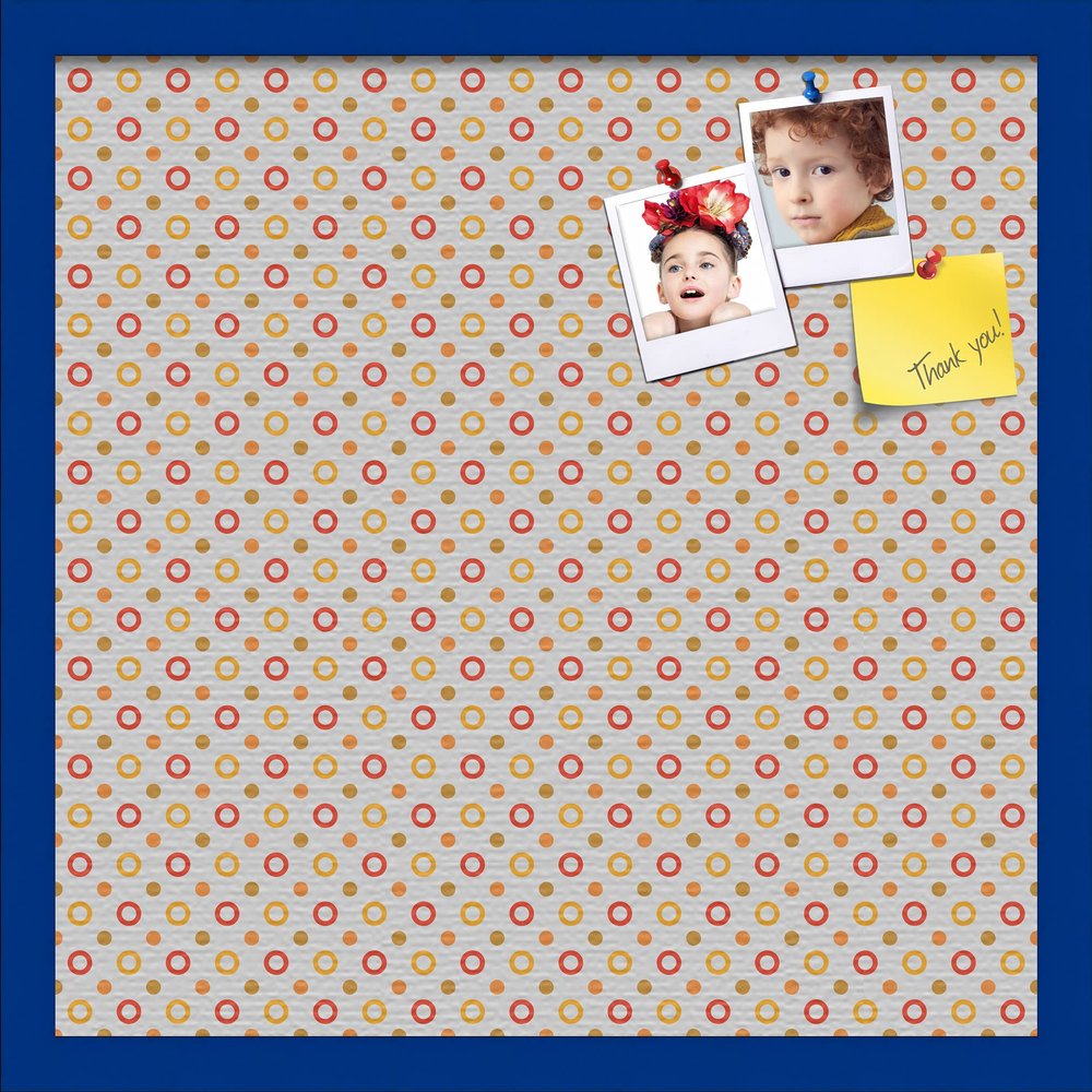 PinPix Decorative pin Cork Bulletin Board Made from Canvas, Dot Pattern Printed at 20x20 Inches and Framed in Blue Stain on Beech (PinPix-340)
