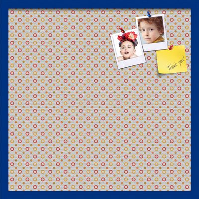 PinPix Decorative pin Cork Bulletin Board Made from Canvas, Dot Pattern Printed at 24x24 Inches and Framed in Blue Stain on Beech (PinPix-340)