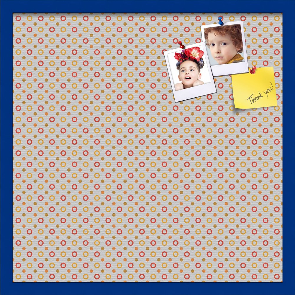 PinPix Decorative pin Cork Bulletin Board Made from Canvas, Dot Pattern Printed at 24x24 Inches and Framed in Blue Stain on Beech (PinPix-340)