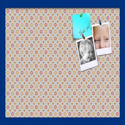 PinPix Decorative pin Cork Bulletin Board Made from Canvas, Dot Pattern Printed at 24x16 Inches and Framed in Blue Stain on Beech (PinPix-340)