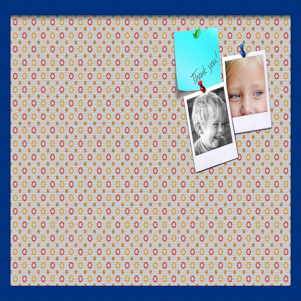 PinPix Decorative pin Cork Bulletin Board Made from Canvas, Dot Pattern Printed at 30x20 Inches and Framed in Blue Stain on Beech (PinPix-340)
