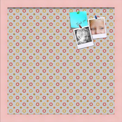PinPix Decorative pin Cork Bulletin Board Made from Canvas, Dot Pattern Printed at 16x16 Inches and Framed in Baby Pink Stain on Beech (PinPix-340)