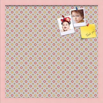 PinPix Decorative pin Cork Bulletin Board Made from Canvas, Dot Pattern Printed at 20x20 Inches and Framed in Baby Pink Stain on Beech (PinPix-340)