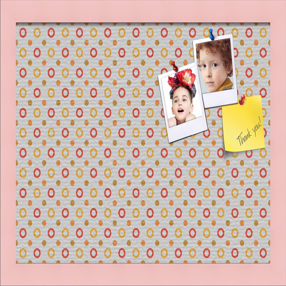 PinPix Decorative pin Cork Bulletin Board Made from Canvas, Dot Pattern Printed at 18x12 Inches and Framed in Baby Pink Stain on Beech (PinPix-340)