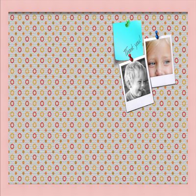PinPix Decorative pin Cork Bulletin Board Made from Canvas, Dot Pattern Printed at 24x16 Inches and Framed in Baby Pink Stain on Beech (PinPix-340)