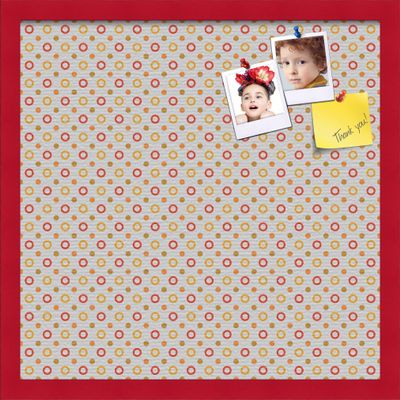 PinPix Decorative pin Cork Bulletin Board Made from self-Healing Canvas, Dot Pattern Printed at 20x20 Inches and Framed in Red Stain on Beech(WOM56673)