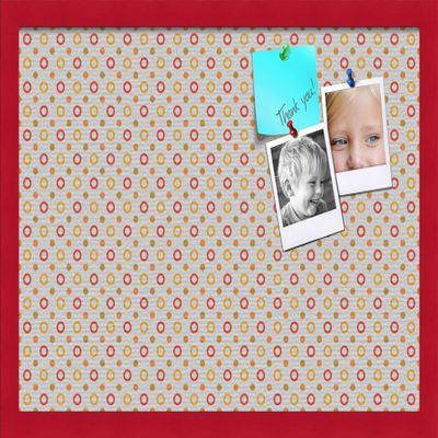 PinPix Decorative pin Cork Bulletin Board Made from self-Healing Canvas, Dot Pattern Printed at 24x16 Inches and Framed in Red Stain on Beech(WOM56673)