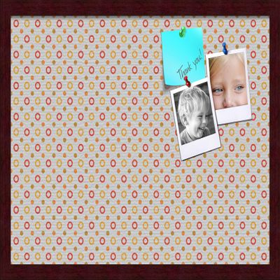 PinPix Decorative pin Cork Bulletin Board Made from self-Healing Canvas, Dot Pattern Printed at 24x16 Inches and Framed in Classic Mahogany Frame(WOM59504)