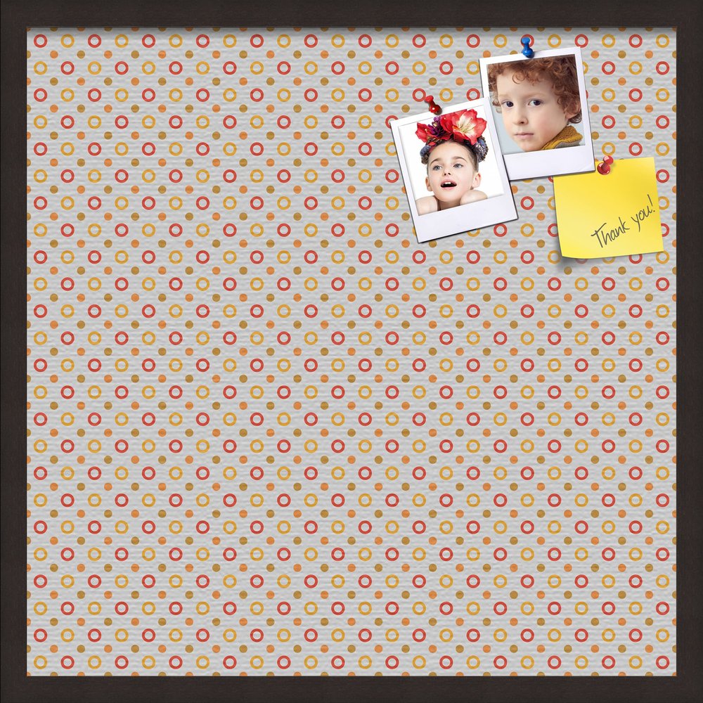 PinPix Decorative pin Cork Bulletin Board Made from self-Healing Canvas, Dot Pattern Printed at 24x24 Inches and Framed in Coffee(WOM1343)