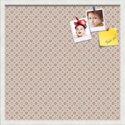 PinPix Decorative pin Cork Bulletin Board Made from self-Healing Canvas, Dot Pattern Printed at 24x24 Inches and Framed in Satin White Frame(WOM59504)