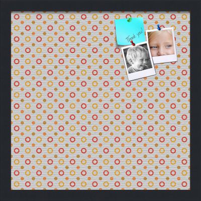PinPix Decorative pin Cork Bulletin Board Made from Canvas, Dot Pattern Printed at 16x16 Inches and Framed in Satin Black (PinPix-340)