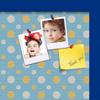 ArtToFrames 16x16 Inch Custom Cork Bulletin Board. This Blue - White Dots Pin Board Comes Has a Fabric Style Canvas Finish, in a Blue Stain on Beech Frame (PinPix-345-16x16_0066-81792-YBLU) view 2