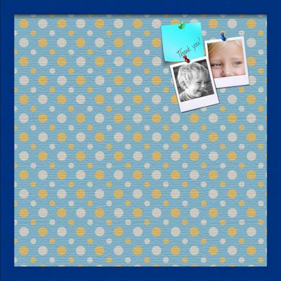 ArtToFrames 20x20 Inch Custom Cork Bulletin Board. This Blue - White Dots Pin Board Comes Has a Fabric Style Canvas Finish, in a Blue Stain on Beech Frame (PinPix-345-20x20_0066-81792-YBLU)