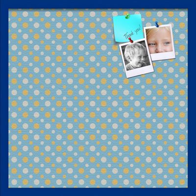 ArtToFrames 24x24 Inch Custom Cork Bulletin Board. This Blue - White Dots Pin Board Comes Has a Fabric Style Canvas Finish, in a Blue Stain on Beech Frame (PinPix-345-24x24_0066-81792-YBLU)