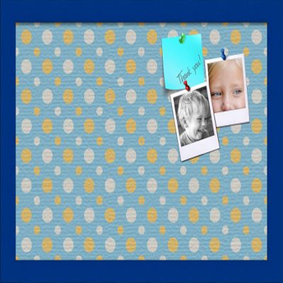 ArtToFrames 18x12 Inch Custom Cork Bulletin Board. This Blue - White Dots Pin Board Comes Has a Fabric Style Canvas Finish, in a Blue Stain on Beech Frame (PinPix-345-18x12_0066-81792-YBLU)