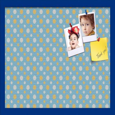 ArtToFrames 24x16 Inch Custom Cork Bulletin Board. This Blue - White Dots Pin Board Comes Has a Fabric Style Canvas Finish, in a Blue Stain on Beech Frame (PinPix-345-24x16_0066-81792-YBLU)