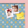 ArtToFrames 16x16 Inch Custom Cork Bulletin Board. This Blue - White Dots Pin Board Comes Has a Fabric Style Canvas Finish, in a Baby Pink on Beech Frame (PinPix-345-16x16_0066-81792-YPNK) view 2