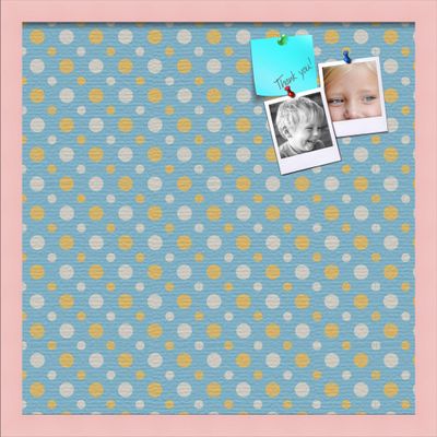ArtToFrames 20x20 Inch Custom Cork Bulletin Board. This Blue - White Dots Pin Board Comes Has a Fabric Style Canvas Finish, in a Baby Pink on Beech Frame (PinPix-345-20x20_0066-81792-YPNK)