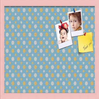 ArtToFrames 24x16 Inch Custom Cork Bulletin Board. This Blue - White Dots Pin Board Comes Has a Fabric Style Canvas Finish, in a Baby Pink on Beech Frame (PinPix-345-24x16_0066-81792-YPNK)