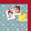 ArtToFrames 16x16 Inch Custom Cork Bulletin Board. This Blue - White Dots Pin Board Comes Has a Fabric Style Canvas Finish, in a Red Stain on Beech Frame (PinPix-345-16x16_0066-81792-YRED) view 2
