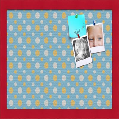 ArtToFrames 18x12 Inch Custom Cork Bulletin Board. This Blue - White Dots Pin Board Comes Has a Fabric Style Canvas Finish, in a Red Stain on Beech Frame (PinPix-345-18x12_0066-81792-YRED)