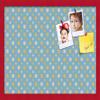 ArtToFrames 24x16 Inch Custom Cork Bulletin Board. This Blue - White Dots Pin Board Comes Has a Fabric Style Canvas Finish, in a Red Stain on Beech Frame (PinPix-345-24x16_0066-81792-YRED) view 1