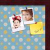 ArtToFrames 16x16 Inch Custom Cork Bulletin Board. This Blue - White Dots Pin Board Comes Has a Fabric Style Canvas Finish, in a Mahogany Frame (PinPix-345-16x16_FRBW26039) view 2