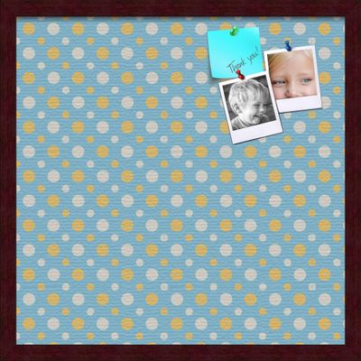 ArtToFrames 20x20 Inch Custom Cork Bulletin Board. This Blue - White Dots Pin Board Comes Has a Fabric Style Canvas Finish, in a Mahogany Frame (PinPix-345-20x20_FRBW26039)