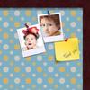ArtToFrames 20x20 Inch Custom Cork Bulletin Board. This Blue - White Dots Pin Board Comes Has a Fabric Style Canvas Finish, in a Mahogany Frame (PinPix-345-20x20_FRBW26039) view 2