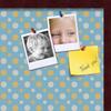 ArtToFrames 24x24 Inch Custom Cork Bulletin Board. This Blue - White Dots Pin Board Comes Has a Fabric Style Canvas Finish, in a Mahogany Frame (PinPix-345-24x24_FRBW26039) view 2