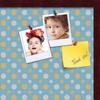 ArtToFrames 24x16 Inch Custom Cork Bulletin Board. This Blue - White Dots Pin Board Comes Has a Fabric Style Canvas Finish, in a Mahogany Frame (PinPix-345-24x16_FRBW26039) view 2