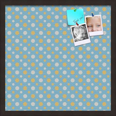 ArtToFrames 20x20 Inch Custom Cork Bulletin Board. This Blue - White Dots Pin Board Comes Has a Fabric Style Canvas Finish, in a Coffee Frame (PinPix-345-20x20_FRBW26061)