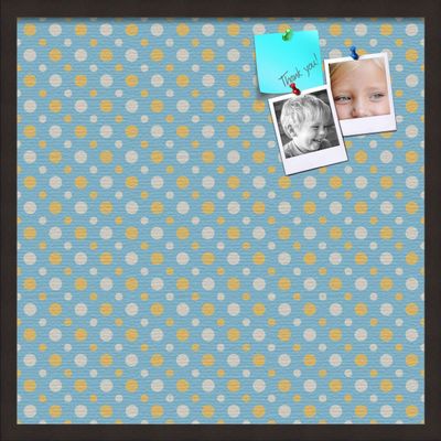 ArtToFrames 24x24 Inch Custom Cork Bulletin Board. This Blue - White Dots Pin Board Comes Has a Fabric Style Canvas Finish, in a Coffee Frame (PinPix-345-24x24_FRBW26061)