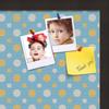 ArtToFrames 18x12 Inch Custom Cork Bulletin Board. This Blue - White Dots Pin Board Comes Has a Fabric Style Canvas Finish, in a Coffee Frame (PinPix-345-18x12_FRBW26061) view 2