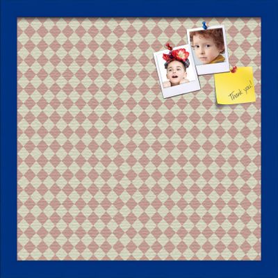 PinPix Decorative pin Cork Bulletin Board Made from Canvas, Retro Pattern Printed at 16x16 Inches and Framed in Blue Stain on Beech (PinPix-348)