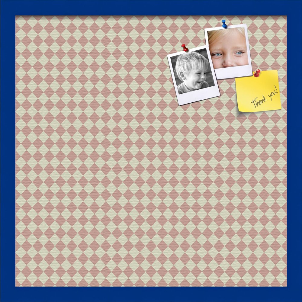 PinPix Decorative pin Cork Bulletin Board Made from Canvas, Retro Pattern Printed at 20x20 Inches and Framed in Blue Stain on Beech (PinPix-348)