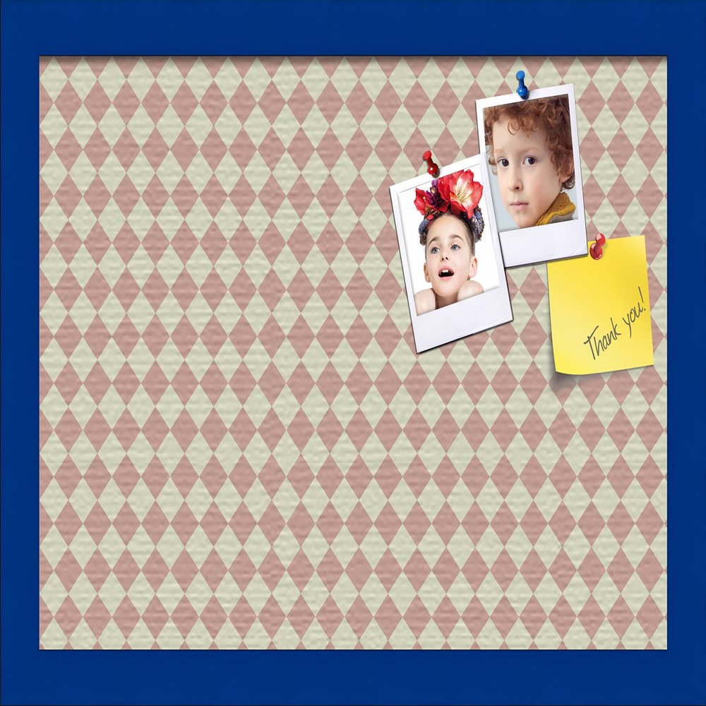 PinPix Decorative pin Cork Bulletin Board Made from Canvas, Retro Pattern Printed at 18x12 Inches and Framed in Blue Stain on Beech (PinPix-348)