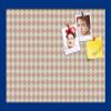PinPix Decorative pin Cork Bulletin Board Made from Canvas, Retro Pattern Printed at 18x12 Inches and Framed in Blue Stain on Beech (PinPix-348) view 1