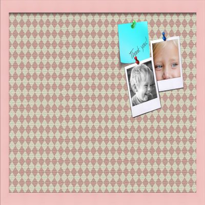 PinPix Decorative pin Cork Bulletin Board Made from Canvas, Retro Pattern Printed at 24x16 Inches and Framed in Baby Pink Stain on Beech (PinPix-348)