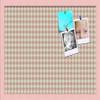 PinPix Decorative pin Cork Bulletin Board Made from Canvas, Retro Pattern Printed at 24x16 Inches and Framed in Baby Pink Stain on Beech (PinPix-348) view 1