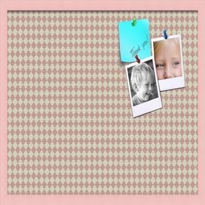 PinPix Decorative pin Cork Bulletin Board Made from Canvas, Retro Pattern Printed at 30x20 Inches and Framed in Baby Pink Stain on Beech (PinPix-348)
