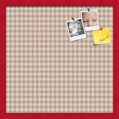 PinPix Decorative pin Cork Bulletin Board Made from self-Healing Canvas, Retro Pattern Printed at 20x20 Inches and Framed in Red Stain on Beech(WOM56673)